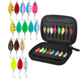 Duoleimi Trout Spoon Set 16 Pieces Artificial Spinner Blinker Set 2.5g/3.5g/5g Fishing Accessory Trout Blinker Spoons Set with Storage Box for Trout Fishing, Trout, Bass, Pike and Zander.