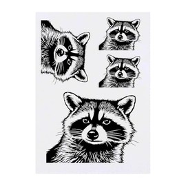 Azeeda 4 x 'Waschbär, Vorderansicht' Temporäre Tattoos - Wasserfest, Hautfreundlich & Ungiftig · Transfers in Verschiedenen Größen (TO00080490)