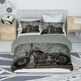BNREDA Motocross duvet cover 135x200,Soft Comfort Microfibre motocross bedding set,with zip + 2x50 x 75 cm Pillowcases (Motocross-A, 135x200cm)