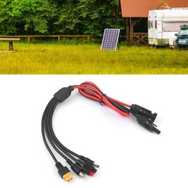 Solar Panel Extension Cable, 30A 4 in 1 Solar Panel Extension Cable with Female and Male Connector DC5521 7909 XT60 Photovoltaic Cord PV Wire for Power Supply Photovoltaic Systems