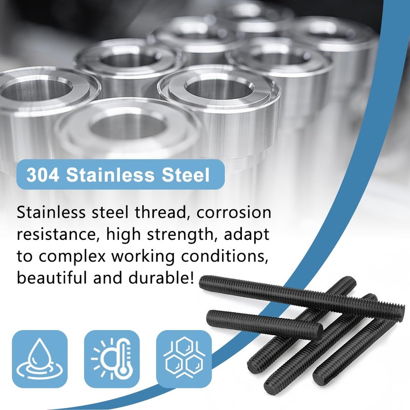 Drenky Pack of 10 Threaded Screws Black M6 x 80