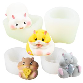 iiecrKiie Chocolate Molds Candy Molds Cute Hamster Shape Unique Bakings Molds Silicone Fondants Moulds Silicone Material For Dessert Candy Molds（4PCS）