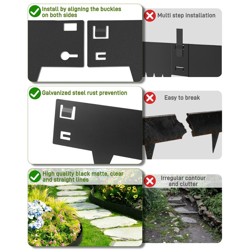 6-Pack Metal Landscape Edging 40" L x 6" H Black