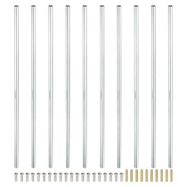 PATIKIL 200mm (7.9") Round Coupling Nuts Kit, M4 Threaded Connector Bar Hardware with Fully Thread Rods Screws for Lamp Model Furniture DIY Repair Part