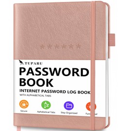 Password Book with Alphabetical Tabs – Hardcover Internet Address & Password Organizer – Password Keeper Notebook for Computer & Website – 7 x 10" Log-in Password Journal w/Thick Paper (Rose Gold)