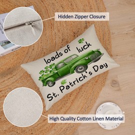 St Patricks Day Throw Pillow Covers 12x20 Set of 4 Saint Patricks Day Pillow Covers green Shamrock Clover Lucky Truck Pillow Covers Cushion Covers Pillow Cases for Home Outdoor Decorations (12x20)