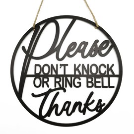 Letrero de no tocar para puerta delantera, no anillo de puerta, recordatorio de timbre, decoración de metal para puerta, valla y patio