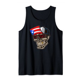 Cool Puerto Rican Skull With Cap And Puerto Rico Flag Tank Top