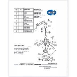Mikuni Genuine Mikuni Carburetor Rebuild Kit 1981-2024 Yamaha PW50 MK-VM12-85