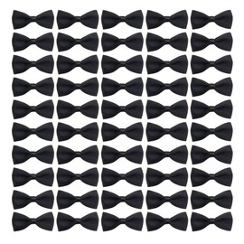 7Rainbows 50pcs Boutique Mini Black Satin Ribbon Bow Tie for Craft Sewing Scrapbooking Wedding and Gift