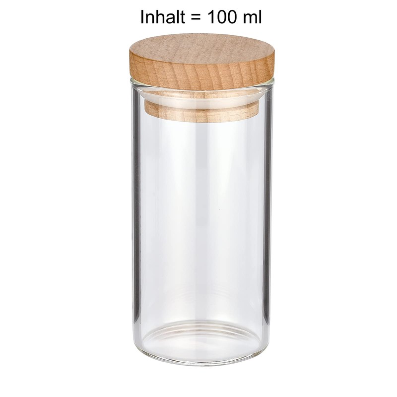 Zassenhaus 2 Spice Jars for Spice Rack, Borosilicate Glass, Beech,