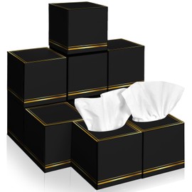 Fourluoo 12 Pack Facial Tissues Cube Boxes Face Tissue Box 600 Sheets 3 ply Square Tissues Soft Tissue Paper Bulk for Car Pocket Toilet Household Bedroom Family(Black)