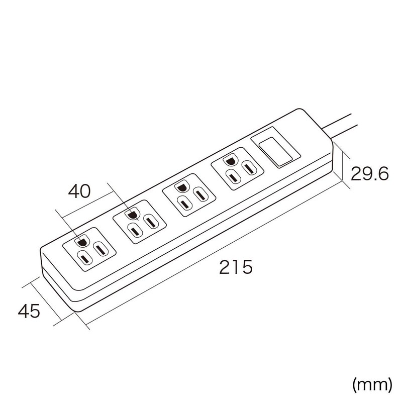 Sanwa Supply TAP-N3425MGN Power Strip with Magnet, 3P, 4-Outlet 6.5
