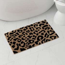 Cute Absorbent Bath Mat for Bathroom, Non Slip Soft Leopard Bath Rug, 20” x 31”