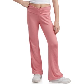 Sweet Hearts Girls Leggings - Athletic Yoga Pants High Waisted Flare Leggings for Girls - Made in USA (Sizes: 5-18), Size 14-16, Baby Pink