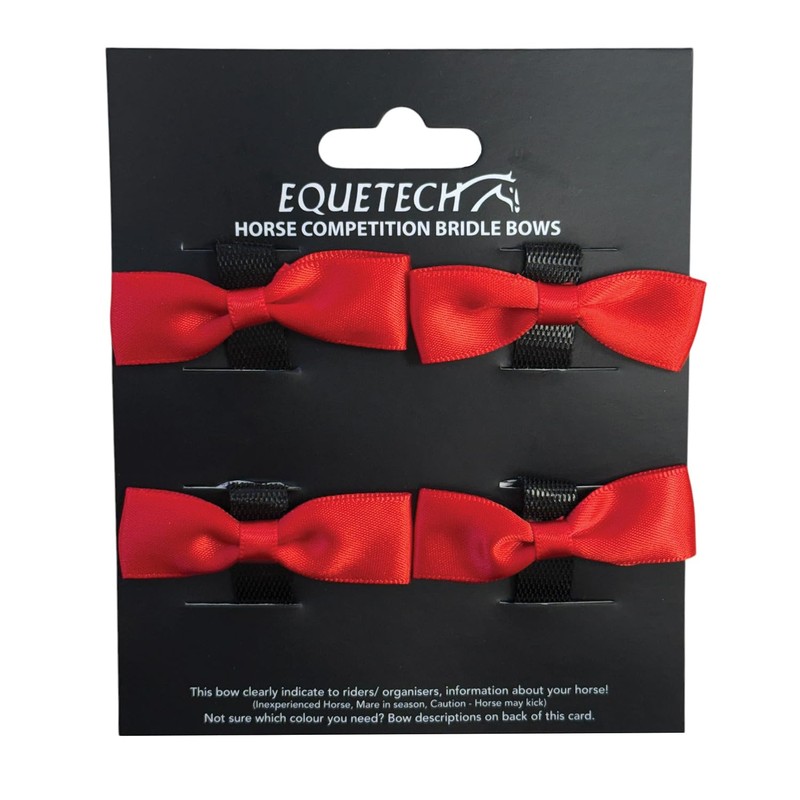 Equetech Red Horse Bridle Warning Ribbons, Set of 4, Competition