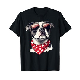 Amstaff Heart Bandana Cool Valentine’s Day Staffy Dog Lover T-Shirt