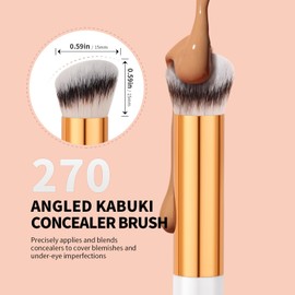 docolor Concealer Brush, 2PCS Angled Concealer Brushes Under Eye Mini Angled Flat Top Kabuki Nose Contour Brush for Concealing Blending Setting