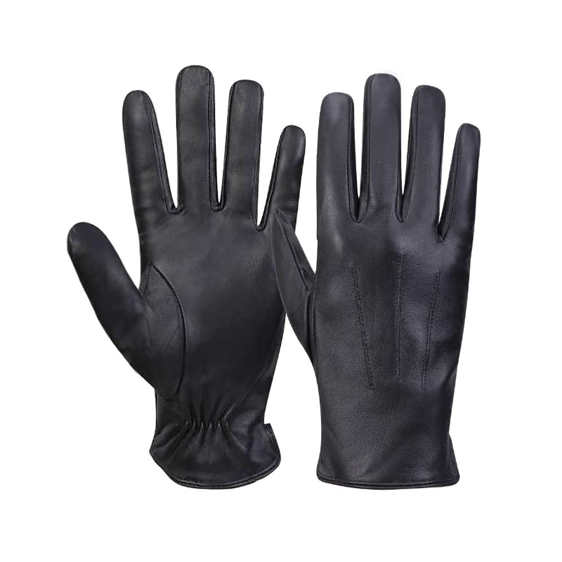 MGGM collection Men's Leather Gloves Touchscreen Cashmere Lined, Black, M,