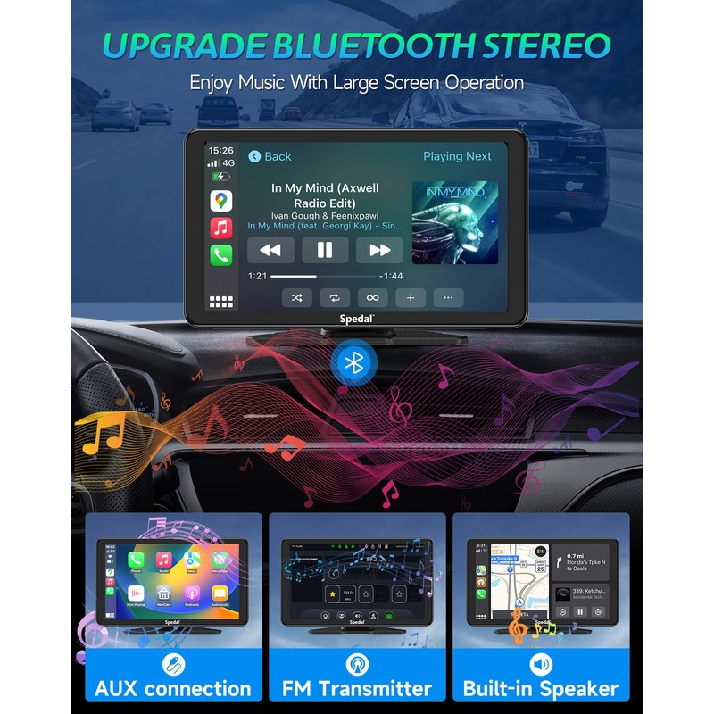 Spedal Car Play with Backup Camera, Portable CarPlay and Android