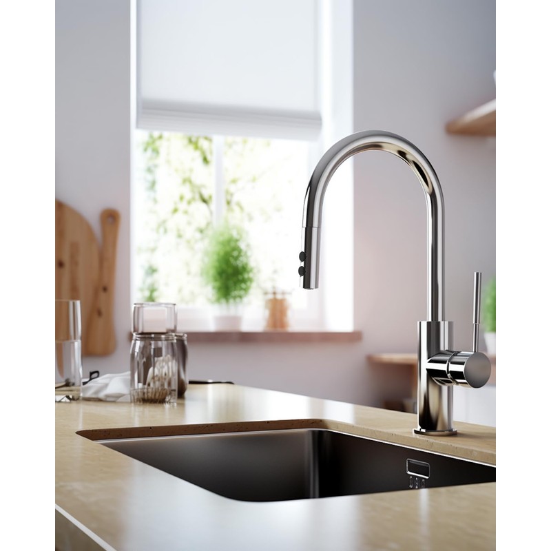 Metal Pull Down Kitchen Faucet Head Replacement with 15 Adapters,