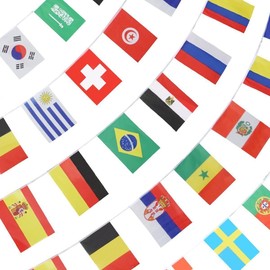 GrassVillage 2018 World Cup Bunting All 32 Participating Teams Flags Long 10 m/30 Feet - 14 x 21 cm Football Soccer Banner