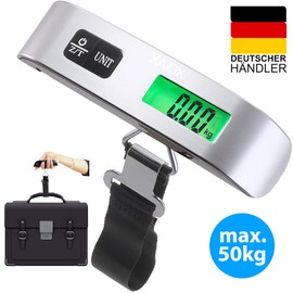 Digital Luggage Scales Portable Hanging Scales LCD Display with Backlight Tare Function Practical for Travel/Family Life up to 50 kg - Silver