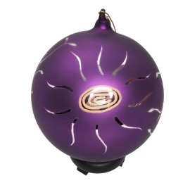 Sacred Season Ball Ornament Sun Trees Blown Glass Hand Painted Purple