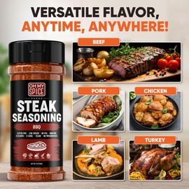 Steak Seasoning BBQ Rub Mix - Gluten Free & Low Sodium Meat Seasonings for Beef, Rib & Ribeye. Steak Seasoning for Grilling. BBQ Seasonings for Cooking. Steaks Salt Blend. Smoking Steaks Rubs. 4.1oz