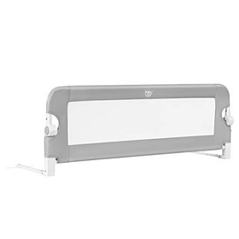BABY JOY Bed Rails for Toddlers, Swing Down Safety Bed Guard for Convertible Crib, Folding Baby Bedrail for Kids Twin, Double, Full Size Queen & King Mattress (48-Inch, Gray)