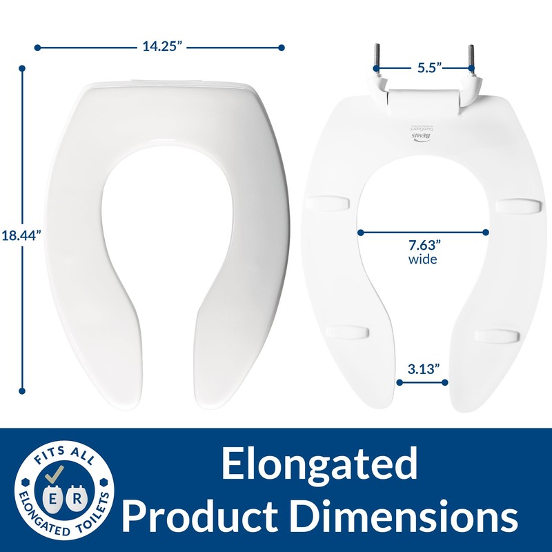 BEMIS 3155SSCT Commercial Open Front Plastic Toilet Seat, Extra Heavy
