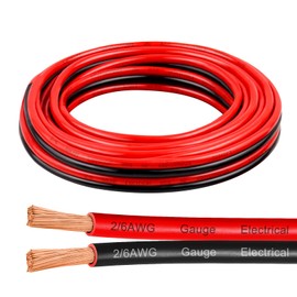 6 Gauge Wire 5 Feet, 6/2 AWG Pure Copper Wire, 6AWG 2 Conductors Red Black Oxygen Free Stranded Low Voltage Wire for Solar Panel, Automotive, Audio Auto, LED Lighting(6 AWG 5FT)