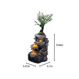 Tolevoit Tabletop Water Fountain with LED Lighting for Indoor Decor and Ambiance Relaxation Soothing Sound Waterfall Indoor Zen Relaxation for Office Home Decorations Growing Plants by Yourself