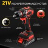21V Cordless Power Drill/Driver Set, 2 Variable Speeds with LED
