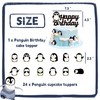 25 piezas de decoración para tartas de cumpleaños, pingüino, pingüino,