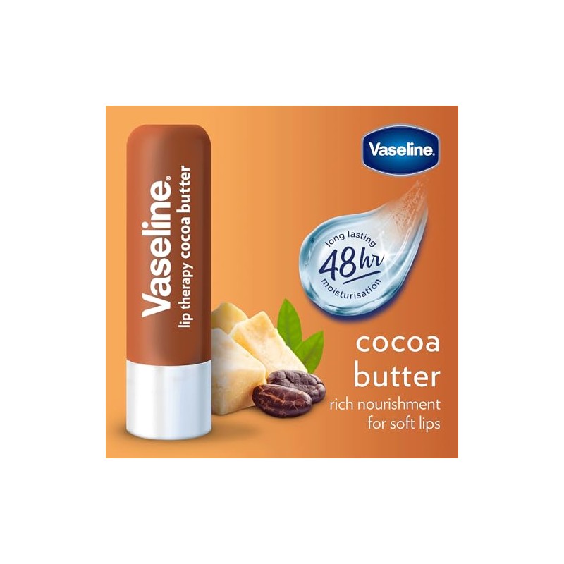 Vaseline Lip Therapy Manteca de cacao, doble barra, hidratación de