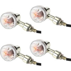 RoaRion Mini Turn Signals Bike Turn Signals Round Universal Off-Road Street Set of 4 (White Silver)