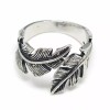 LZD Alloy Cuff Finger Ring Leaf Antique Silver Size 10