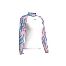 ARENA Women's Vest L/S Allover Rash Guard Shirt, White-flow