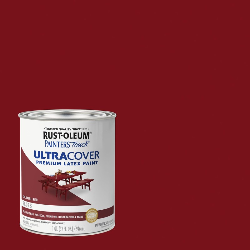Rust-Oleum 1964502 Painter's Touch Brush Enamel Paint, Gloss Colonial Red,