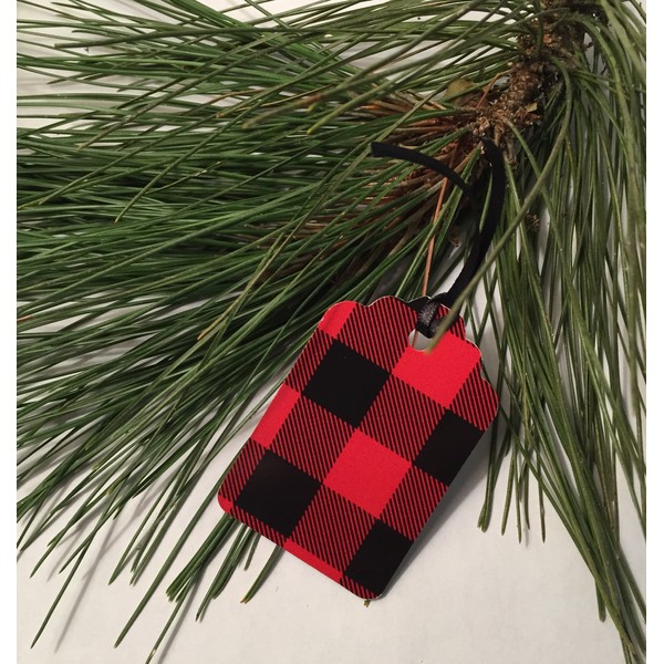 Lumberjack Gift Tags (Red Buffalo Plaid) for Christmas Gift Wrapping, Set/20