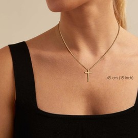 GAVU Stainless Steel Gold Cross Pendant Necklace for Men, Christian Cross Necklace Small Cross 55cm
