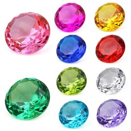 2Set Acrylic Gems 1.6 Inch Multicolor Chaos Emeralds Pirate Treasure Hunt Prop Fake Gems Easy to Clean Little Gems Gift Acrylic Set Pirate Treasure Hunt Toy for Birthday Christmas Easter Prizes