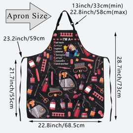 PLITI Nail Tech Apron With Pockets I'm a Nail Tech Artist Inspirer Listener Therapist Earner Counselor Hard-Worker Gift (Nail tech Therapist AP2U)