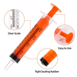 Gufastore 40pcs 10ml Syringes with Caps for Industry Lab Pet Feeding (Orange)