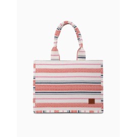 Treebee Handwoven Tote Bag - Large Striped Boho Shoulder Bag with Padded Handles, Eco-Friendly Reusable Shopping & Beach Bag for Women