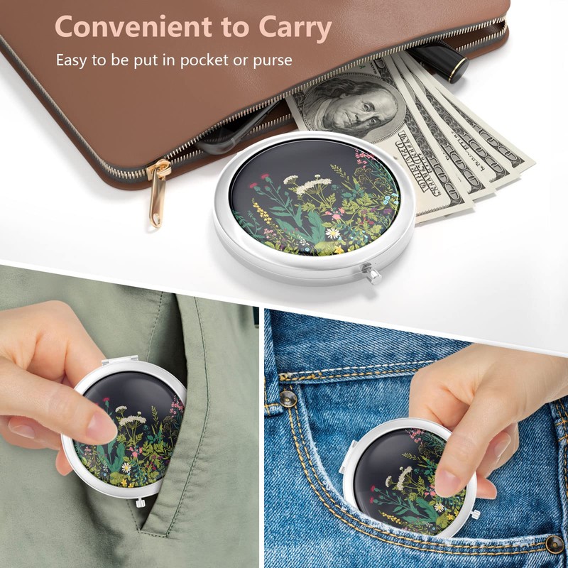 Nipichsha Compact Mirror, Pocket Travel Makeup Mirror, 2-Sided 2X/1X Magnification
