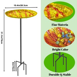 MeyRolizn Standing Bee & Butterfly Water Station, Metal Butterfly Puddler with Stone Texture, Bee Bath Cups Butterfly Feeders with 4 Prongs Base Stake for Outdoors Garden Yard Patio Decor(Ellipse)