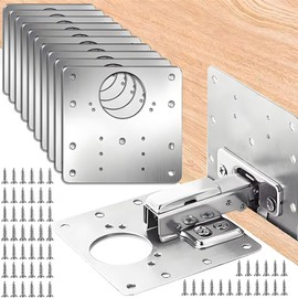 MYTOAU 10 Pcs Cabinet Hinges Repair Plate, Stainless Steel Hinge Repair Brackets,Plates Repair kit for Cabinet Hinge,Hinges Repair Fixing Plates for Kitchen Cabinets, TV Cabinets, Wardrobes (Silver)