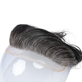 Amiable Men Forehead Hairline Toupee 100% Human Hair French Lace Frontal Hairpiece for men Natural Hairline V-Shape Replacement System Toupee for Men human hair #1B50